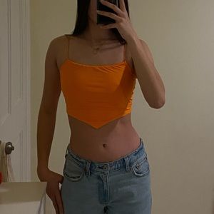 Bright Orange Princess Polly Crop Top with Triangle Cropped Front
